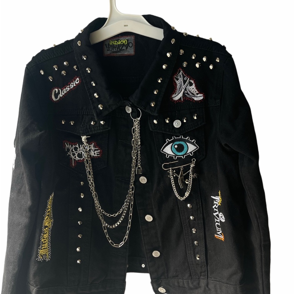 Indigo Black Embellished Denim Jacket
